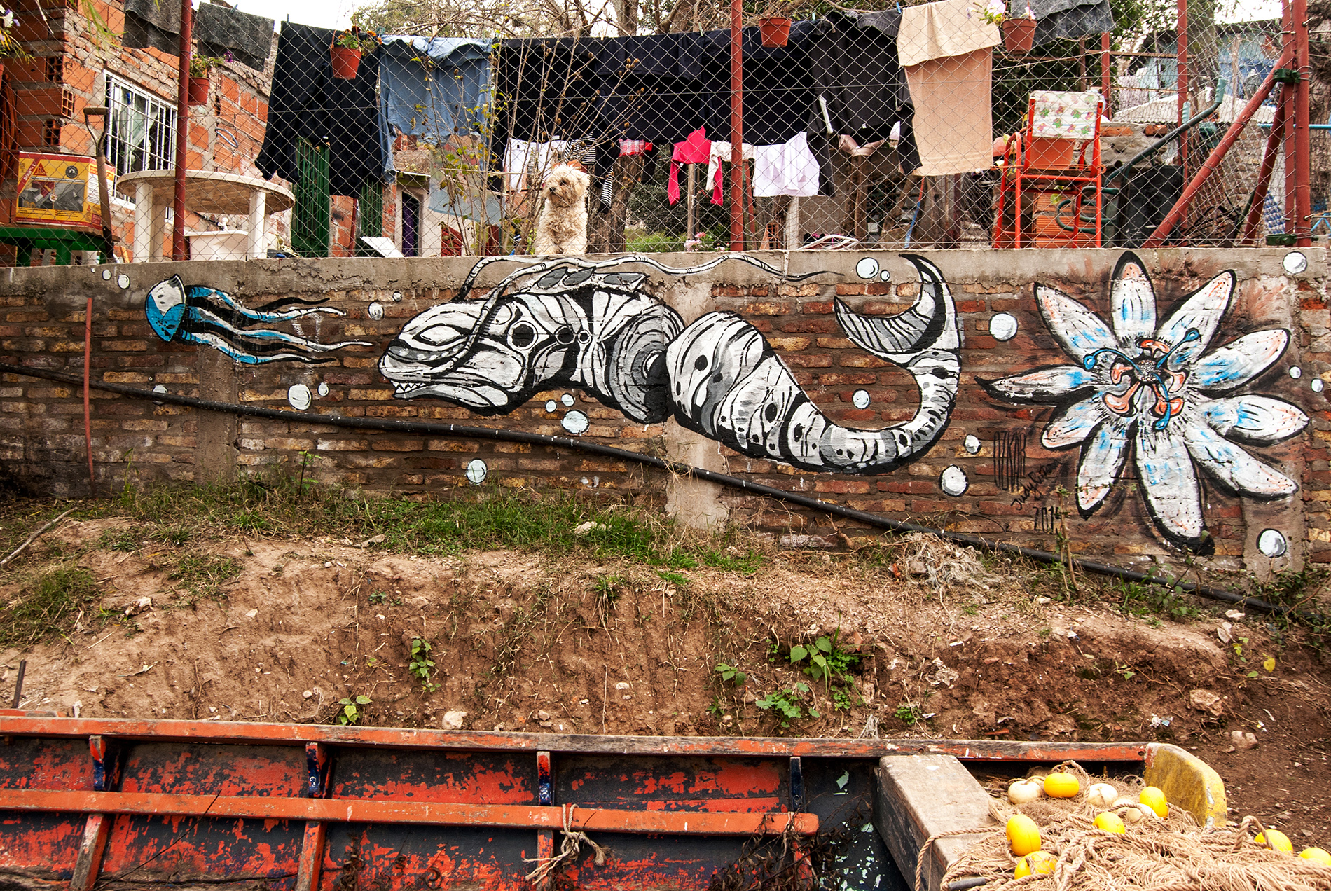Agosto 2015 Pintura mural por Ozkar y Julieta, Remanso Valerio
