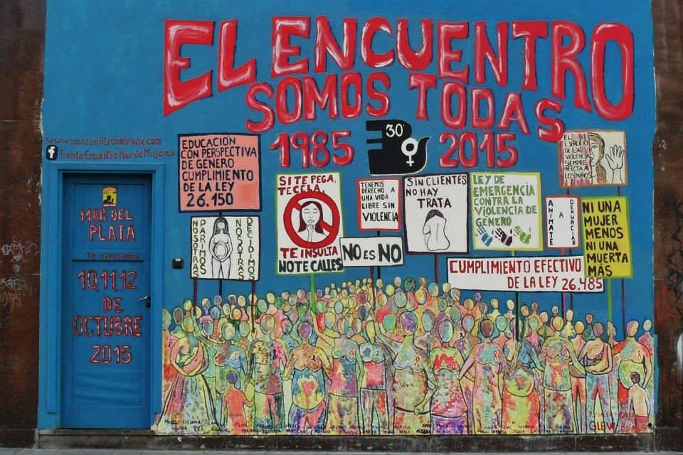 Imagen de uno de los murales que se están realizando en el marco del 30 Encuentro Nacional. Autora: Rasalba Pacheco.